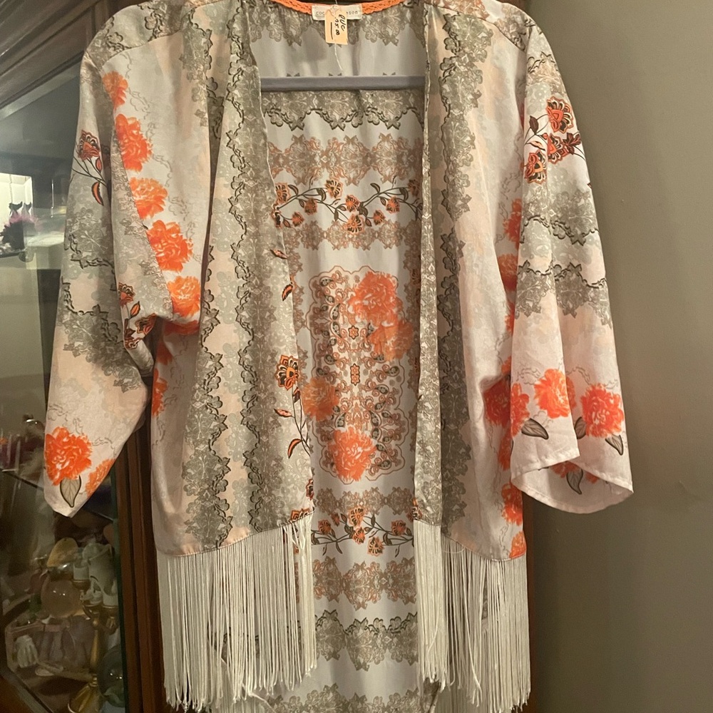 Floral Fringe Kimono Top